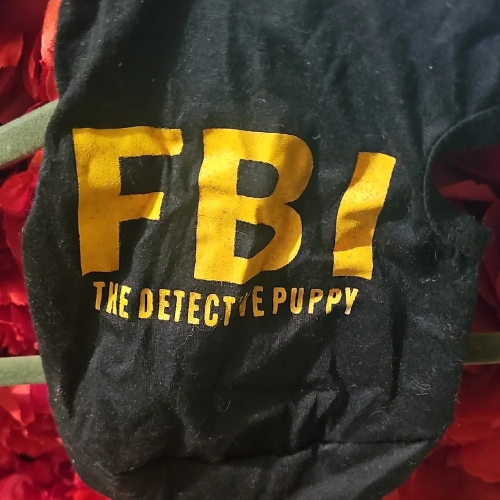 Dog Shirt with Yellow & Black FBI Detective Print Size Xsmall